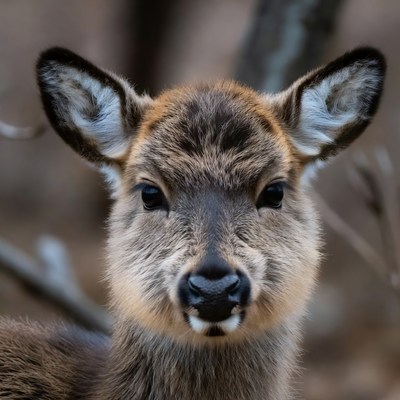 Baby deer close-up in forest