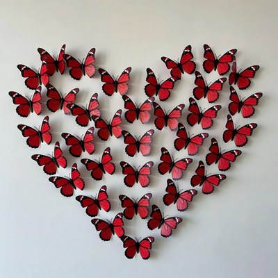 Red Butterflies Forming Heart Shape