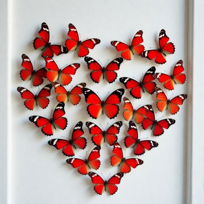 Red Butterflies Forming Heart Shape