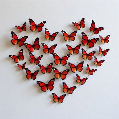 Red Butterflies Forming Heart Shape