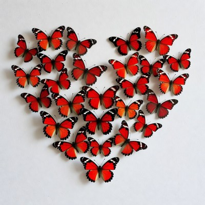 Red Butterflies Forming Heart Shape