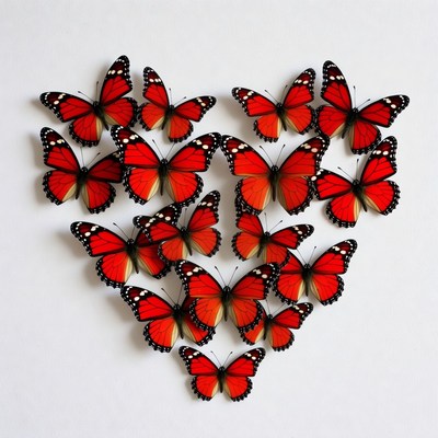 Red butterflies forming heart shape