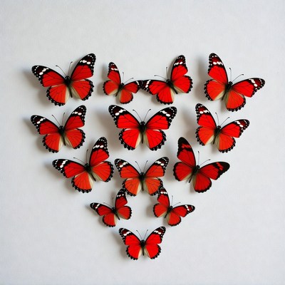 Red Butterflies Arranged in Heart Shape