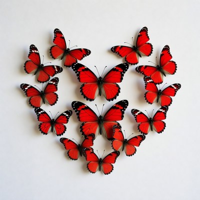 Red Butterflies Forming Heart Shape