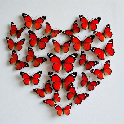 Red Butterflies Forming Heart Shape