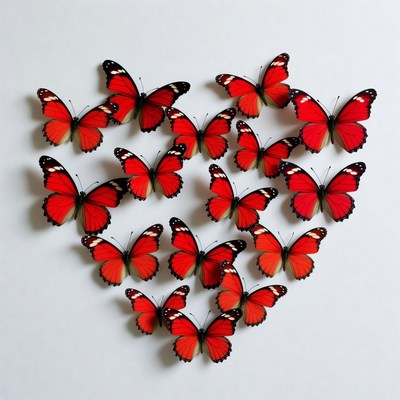 Red Butterflies Forming Heart Shape