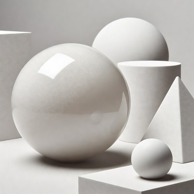 White geometric shapes arrangement