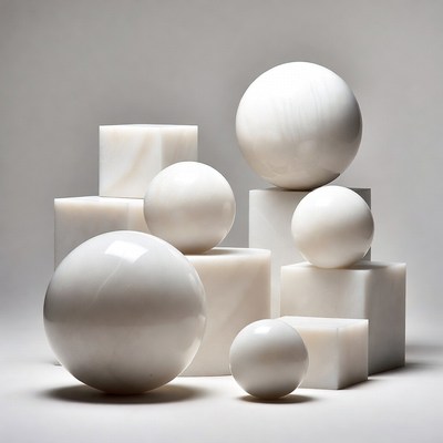 White Marble Spheres and Cubes
