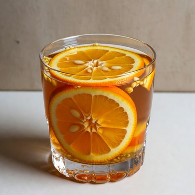 Glass of water with orange slices
