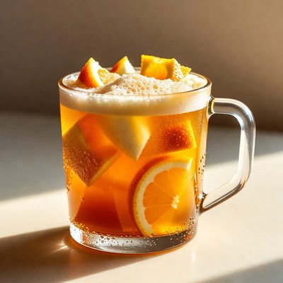 Orange Beer with Foam and Slices