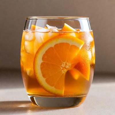 Glass of iced orange drink
