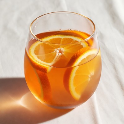 Glass of orange slices drink