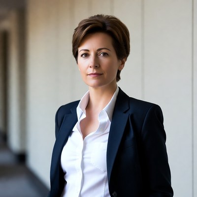 Professional woman in navy suit