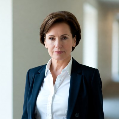 Professional woman in navy suit