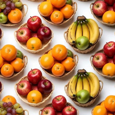 Baskets of Fresh Fruits Pattern