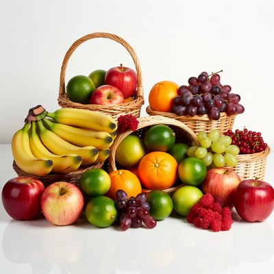 Fresh Fruit in Wicker Baskets