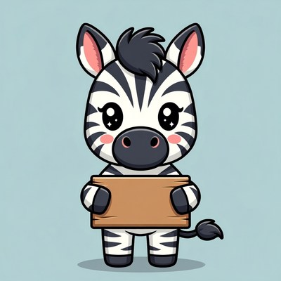Cute zebra holding blank sign