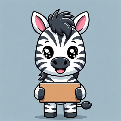 Cute cartoon zebra holding sign