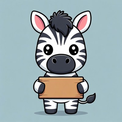 Cute zebra holding blank sign