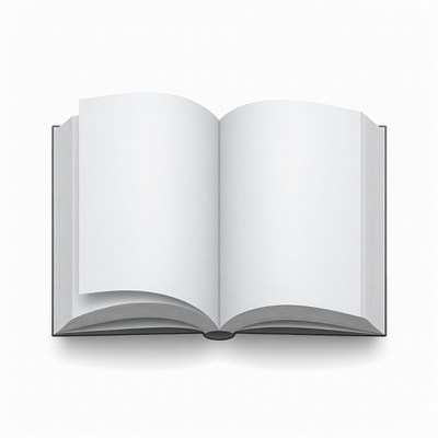 Open Book on White Background
