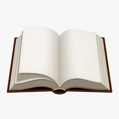 Open Book on White Background