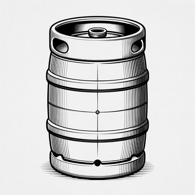 Black and White Beer Keg Illustration