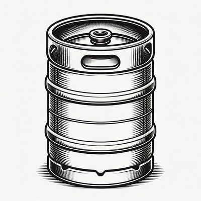 Black and White Beer Keg Illustration