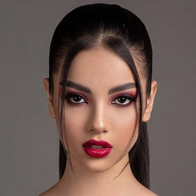 Asian woman with red lipstick