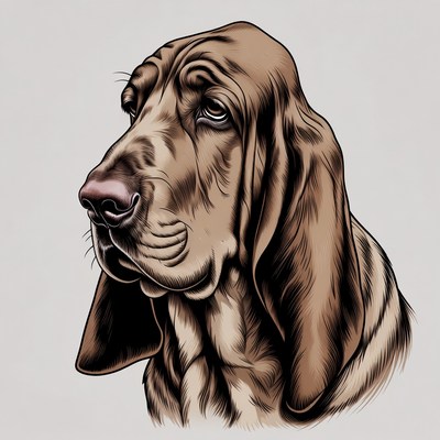 Bloodhound dog portrait illustration