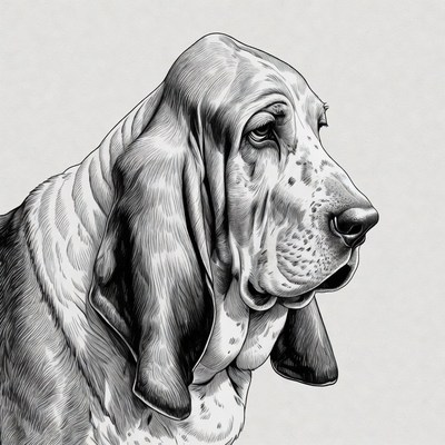 Basset Hound Portrait Illustration