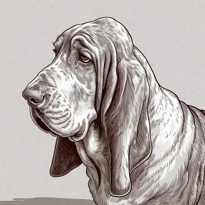 Bloodhound dog profile illustration