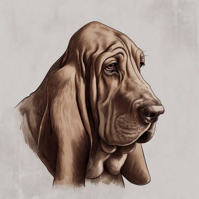 Bloodhound dog portrait illustration