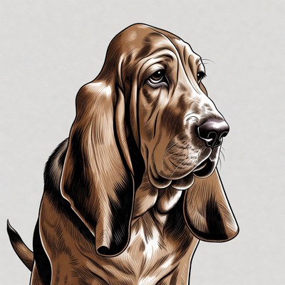 Bloodhound dog portrait illustration