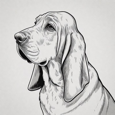 Basset Hound Profile Drawing