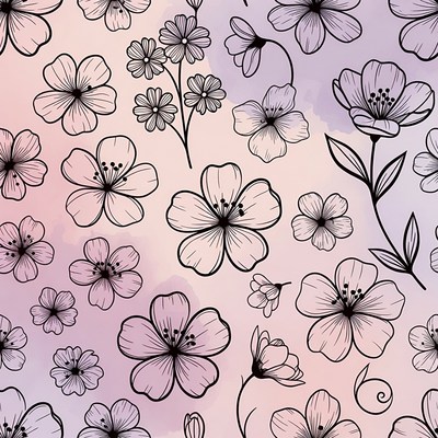 Purple Floral Watercolor Pattern