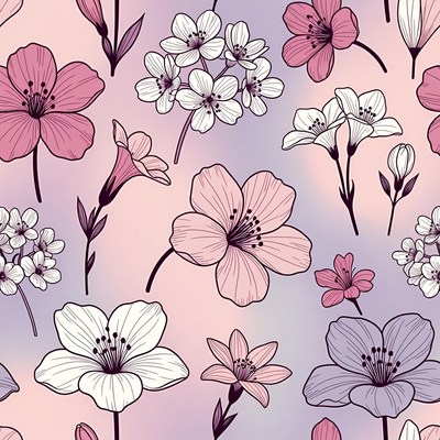 Pink and White Flower Seamless Pattern