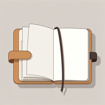 Open Leather Journal Illustration