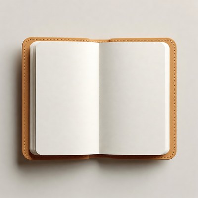 Open Brown Leather Notebook
