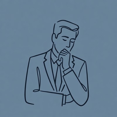 Man thinking with hand on chin