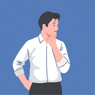 Man thinking with hand on chin