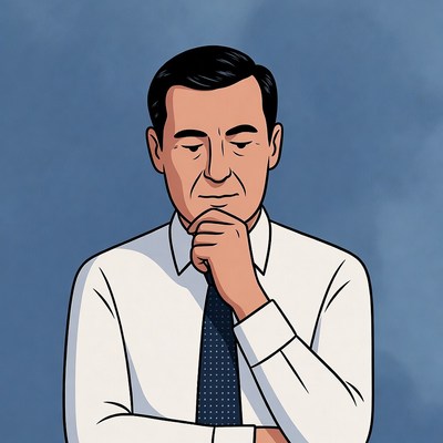 Man thinking with hand on chin