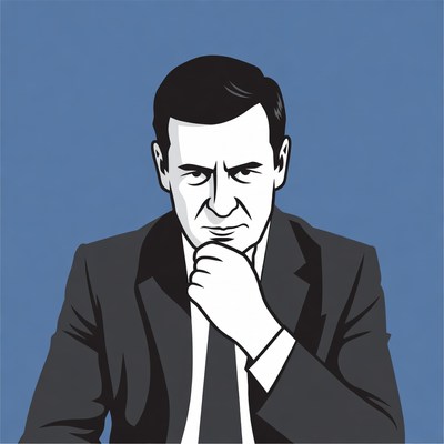 Man thinking with hand on chin