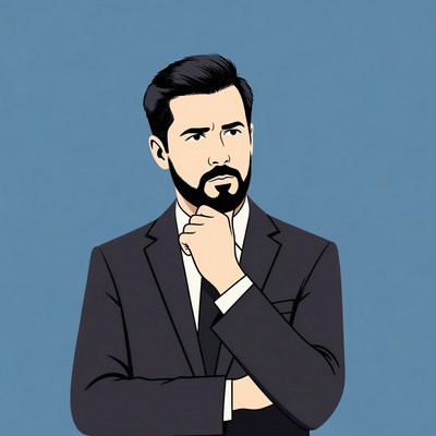 Man thinking with hand on chin