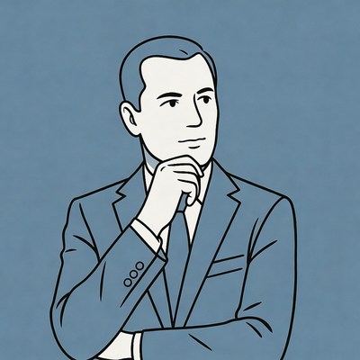 Man thinking with hand on chin