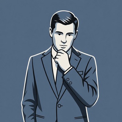 Man thinking with hand on chin