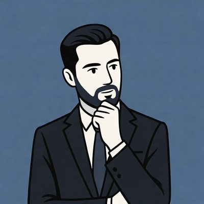 Man thinking with hand on chin