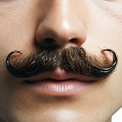 Man with thick curly mustache