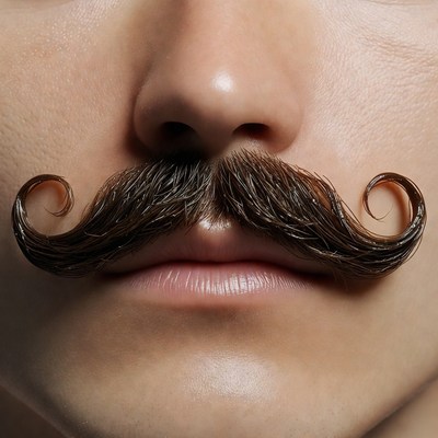 Curly mustache close-up