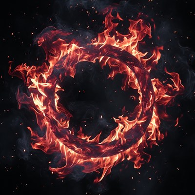 Fiery Ring of Flames on Black