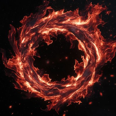 Circular Fiery Flames Ring